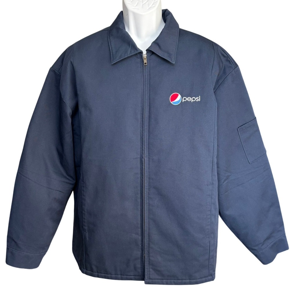 Red Kap Pepsi Delivery Driver Work Jacket‎ Sz XL Blue Insulated Quilted lining